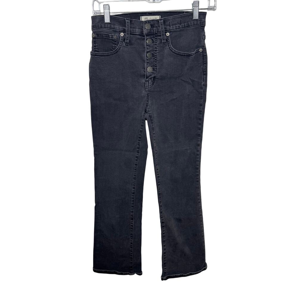Madewell Cali Demi-Boot Jeans Women’s Sz 26 Black Button‎ Fly High Rise Stretch